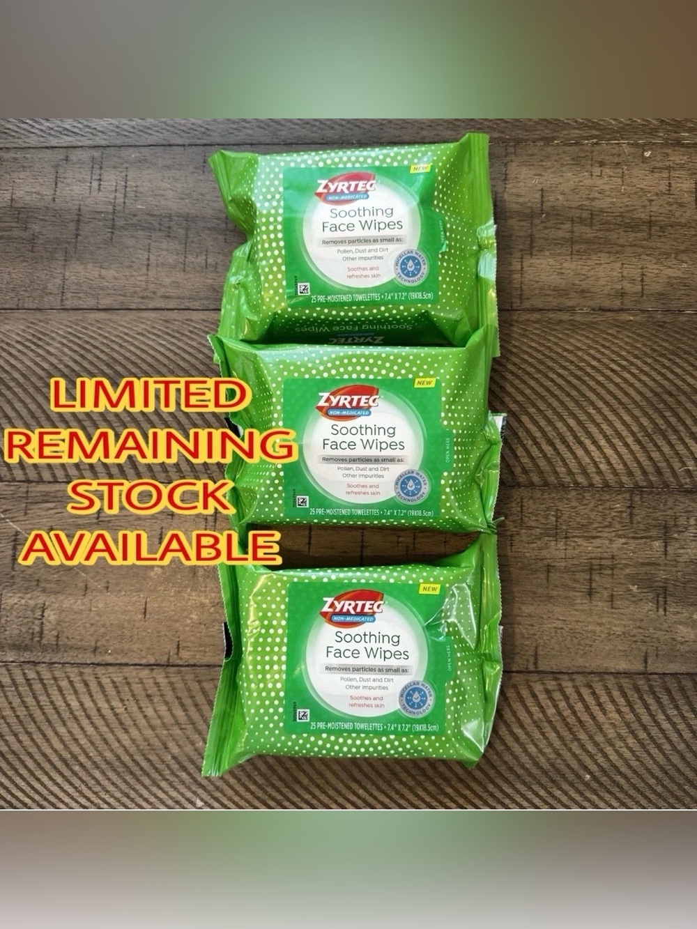 Zyrtec Soothing Non-Medicated Face Wipes 25 Count X3 75 Total DISCONTINUED HTF